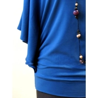 Bluzeczka Diana z pięknymi falbaniastymi rękawami - niebieski indygo